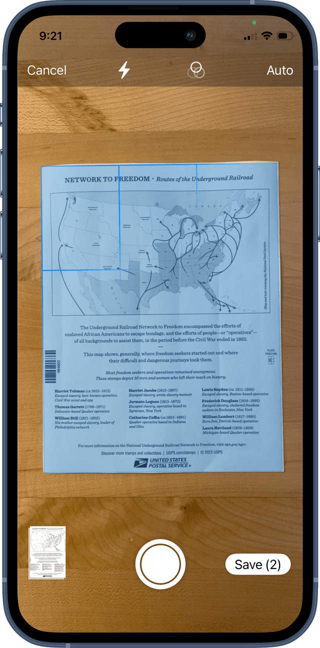 FaxTerra iPhone camera scanner detecting document edges on a desk