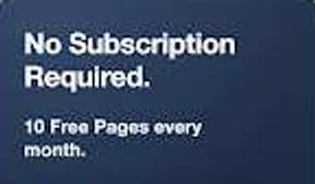 FaxTerra's Google Play listing, captured 4 October 2026, showing its listing image that reads No Subscription Required, 10 Free Pages every month